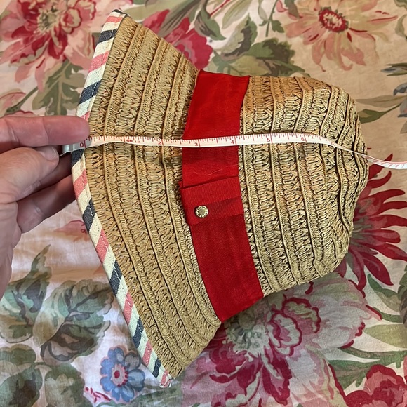 BCBG Generation sz OSFA Straw Hat 
Woven Fabric RED Ribbon Patriotic Trim $88NEW - Picture 14 of 15